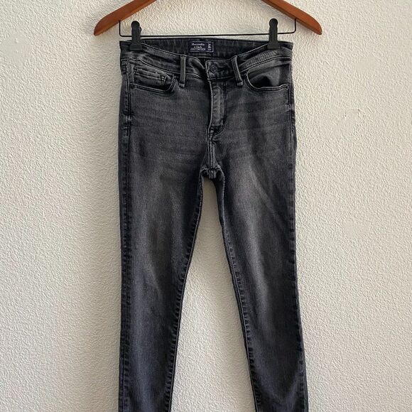 Harper Ankle Super Skinny Jeans Abercrombie & Fitch Size 24 / 00 Black Gray - Picture 1 of 5